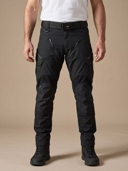 Rugged Tactical Cargo Pants for Men with Waterproof Multi-Pocket Articulated Zip Tapered Style