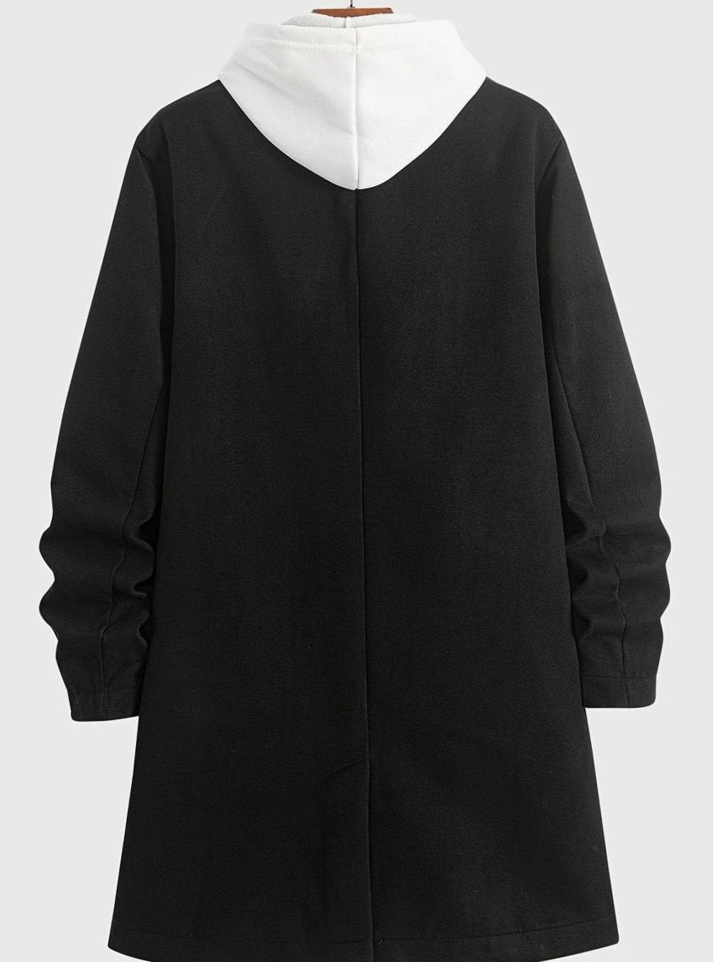 Cozy Black Wool Pea Coat for Men with Peak Lapel Long Sleeve Double Breasted Tailored Overcoat Style
