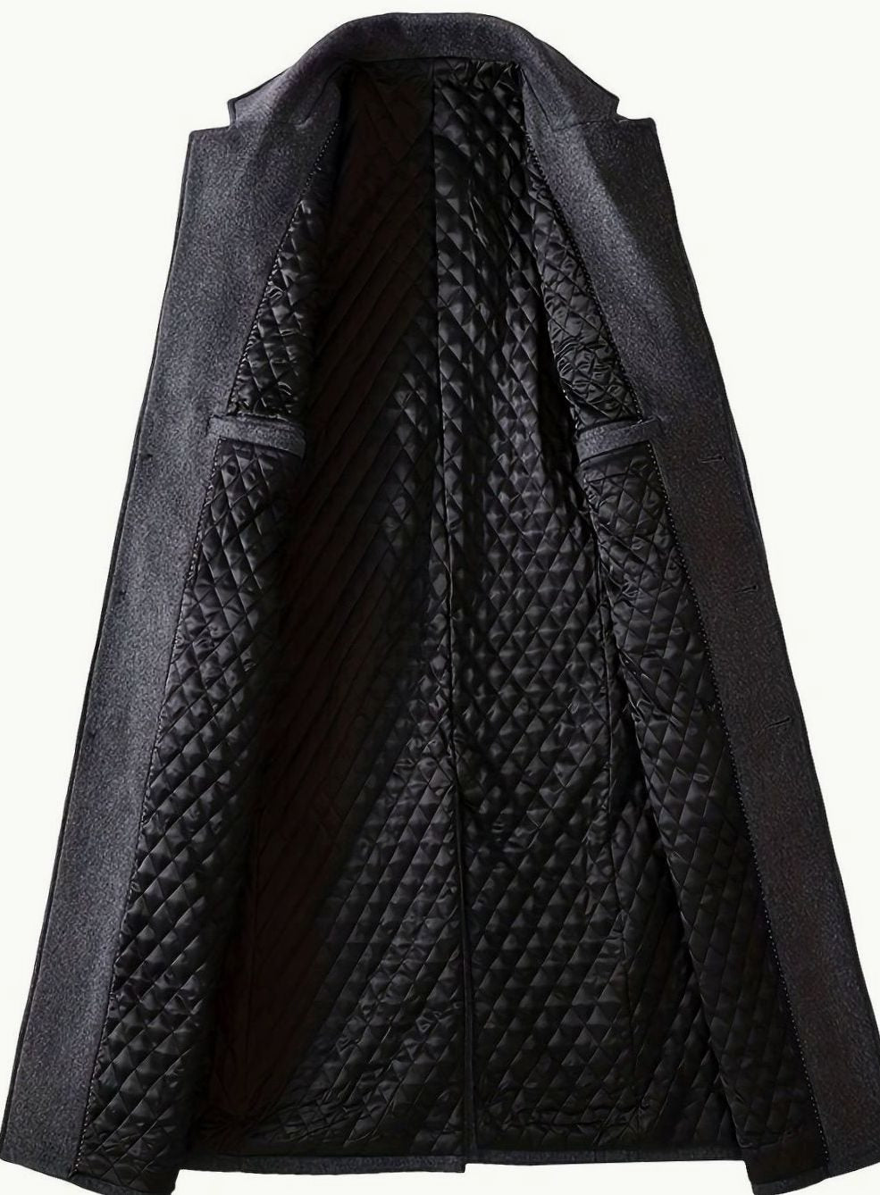 Cozy Gray Wool Long Overcoat for Men with Notched Lapel Long Sleeve Single Breasted Tailored Style