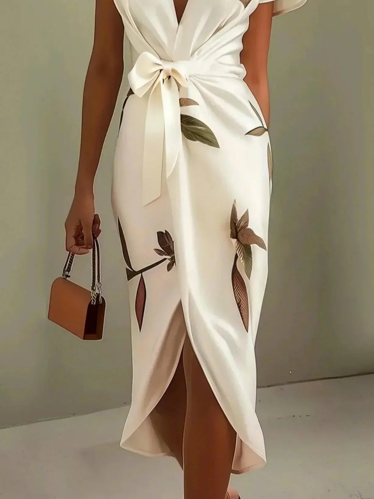 Effortless Floral Wrap Midi Dress for Women in Casual V-Neck Sundress Style
