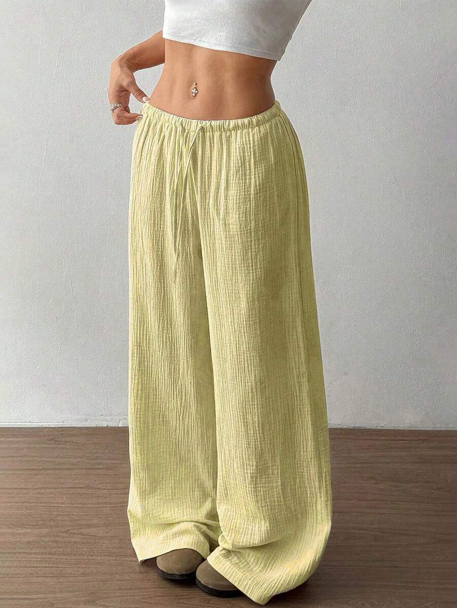 Effortless Wide Leg Pants for Women with High Waist Drawstring Flowing Relaxed Casual Style