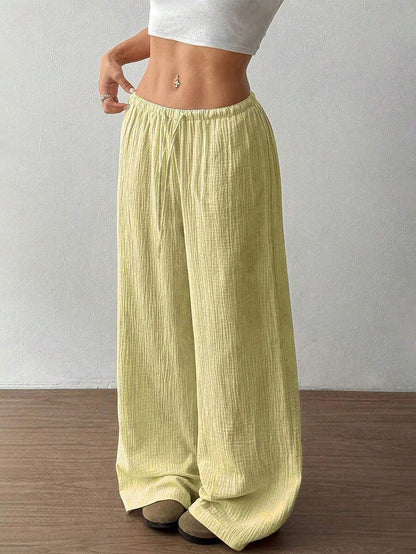 Effortless Wide Leg Pants for Women with High Waist Drawstring Flowing Relaxed Casual Style