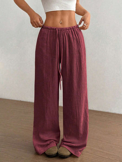 Effortless Wide Leg Pants for Women with High Waist Drawstring Flowing Relaxed Casual Style