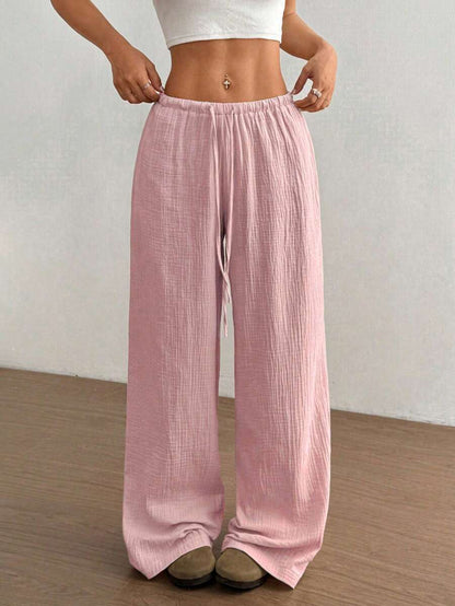 Effortless Wide Leg Pants for Women with High Waist Drawstring Flowing Relaxed Casual Style