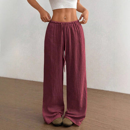 Effortless Wide Leg Pants for Women with High Waist Drawstring Flowing Relaxed Casual Style