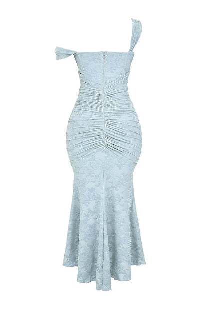 Elegant Mother of the Bride Dresses for Women with Corset Bodice Jacquard Lace Mermaid Midi