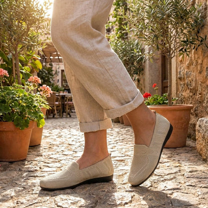Comfortable Flats for Women with Round Toe Knit Slip On Orthopedic Loafer Style