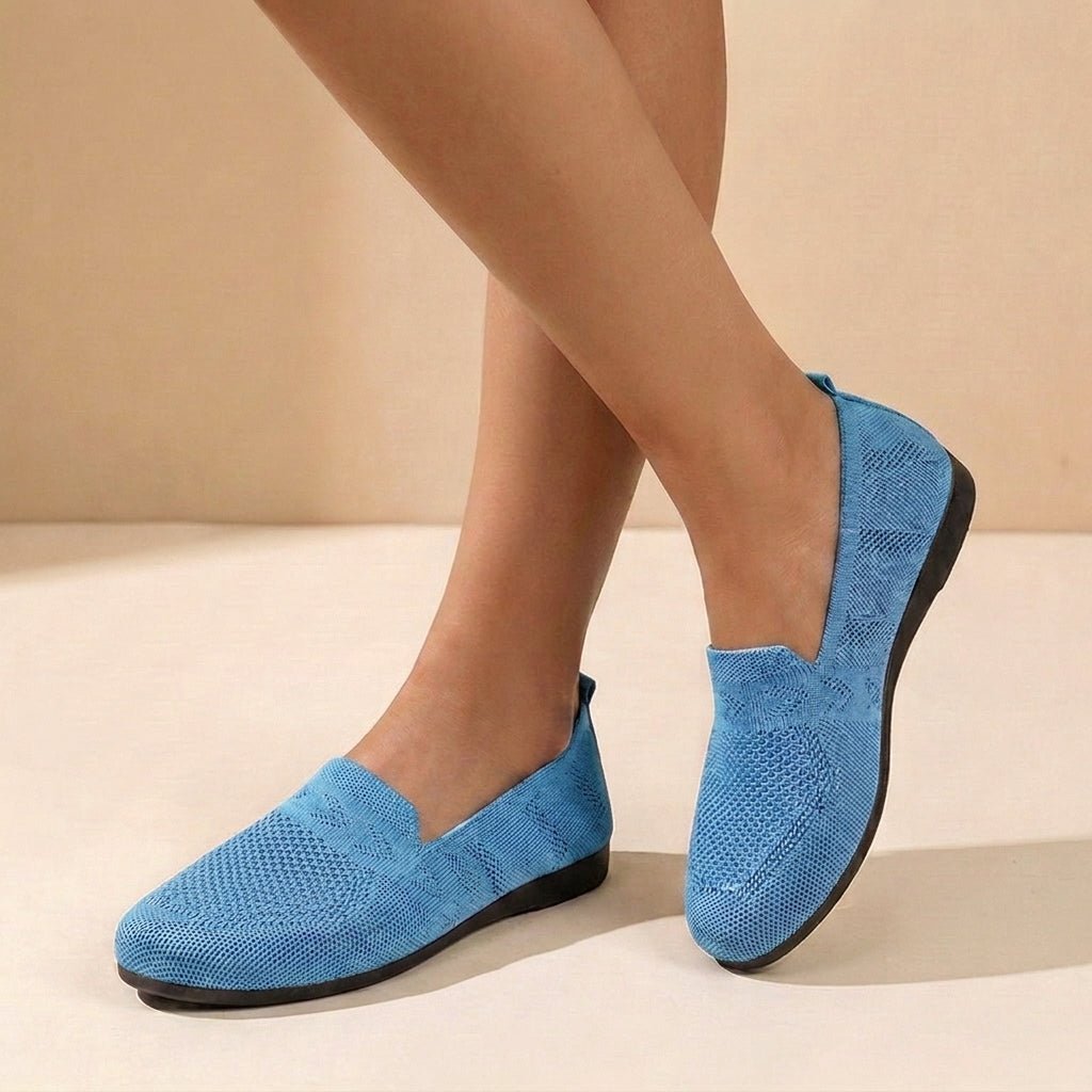 Comfortable Flats for Women with Round Toe Knit Slip On Orthopedic Loafer Style
