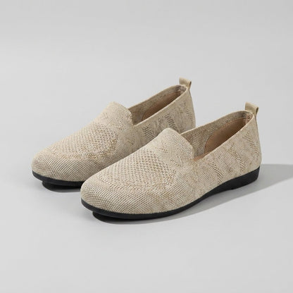 Comfortable Flats for Women with Round Toe Knit Slip On Orthopedic Loafer Style