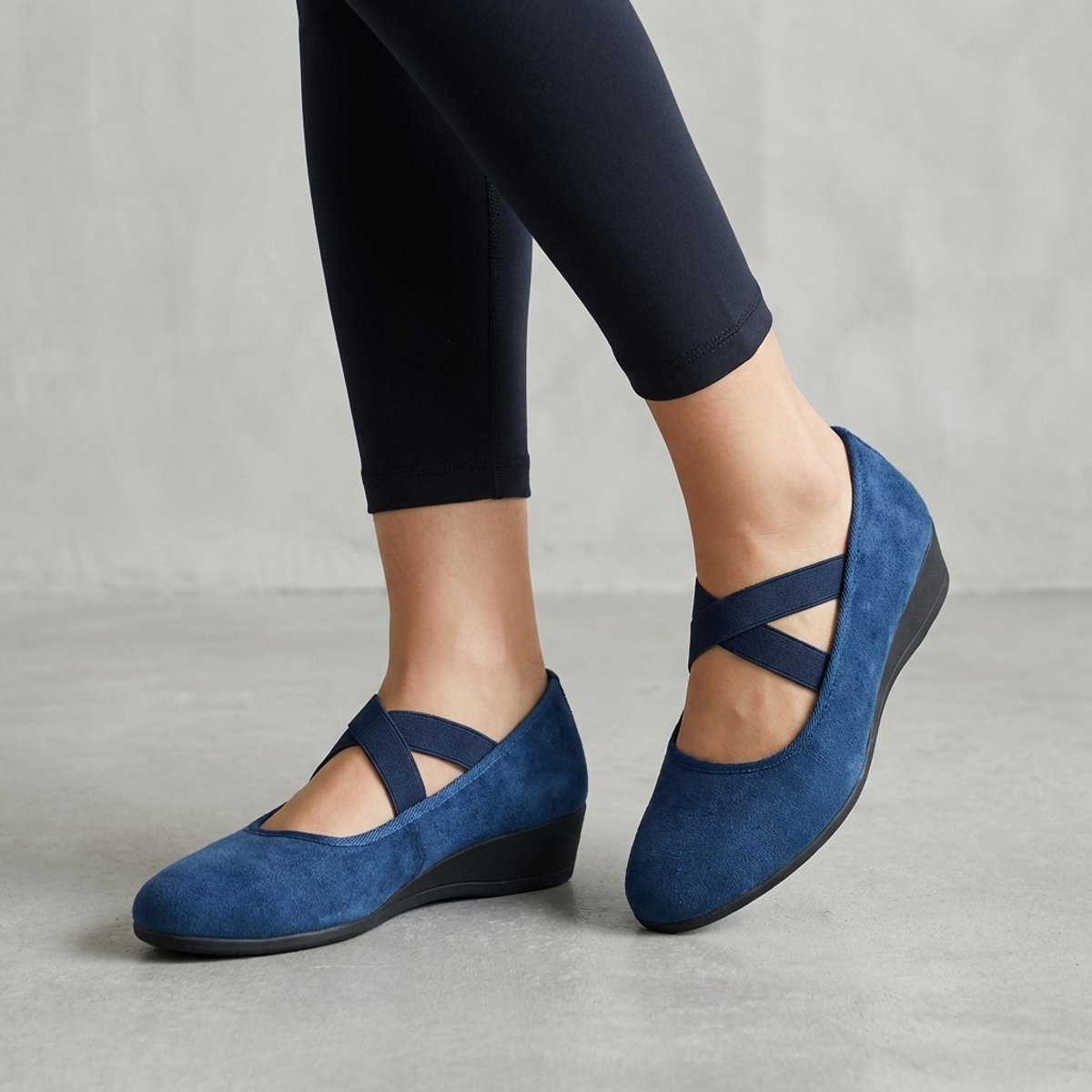Comfortable Flats for Women with Round Toe Cross Strap Slip On Wedge Comfort Style