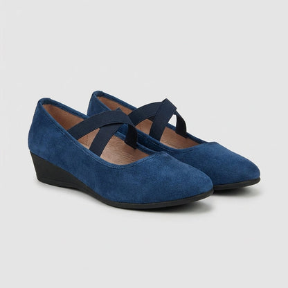 Comfortable Flats for Women with Round Toe Cross Strap Slip On Wedge Comfort Style