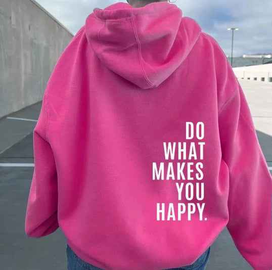 Comfortable Slogan Print Hoodie for Women with Drawstring Hood Long Sleeve Oversized Relaxed Style