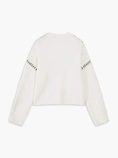 Cozy Whipstitch Oversized Sweater for Women with Mock Neck Long Sleeve Ribbed Relaxed Style