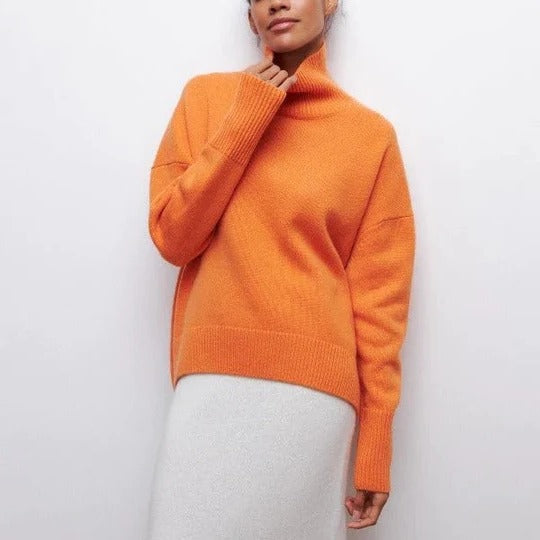 Comfortable Cable Knit Sweater for Women with Turtleneck Dolman Sleeve Oversized Relaxed Style