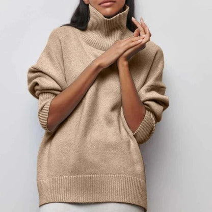 Comfortable Cable Knit Sweater for Women with Turtleneck Dolman Sleeve Oversized Relaxed Style