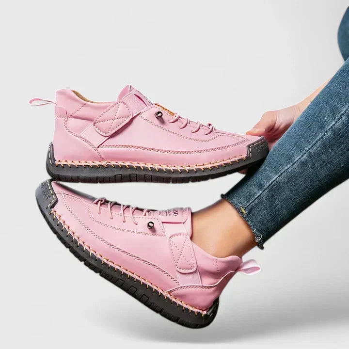 Comfortable Orthopedic Sneakers for Women with Lace Up Hand Stitched Cushioned Walking Style
