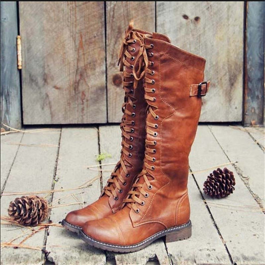Lisa | Women Tall Lace Up Knee High Boots