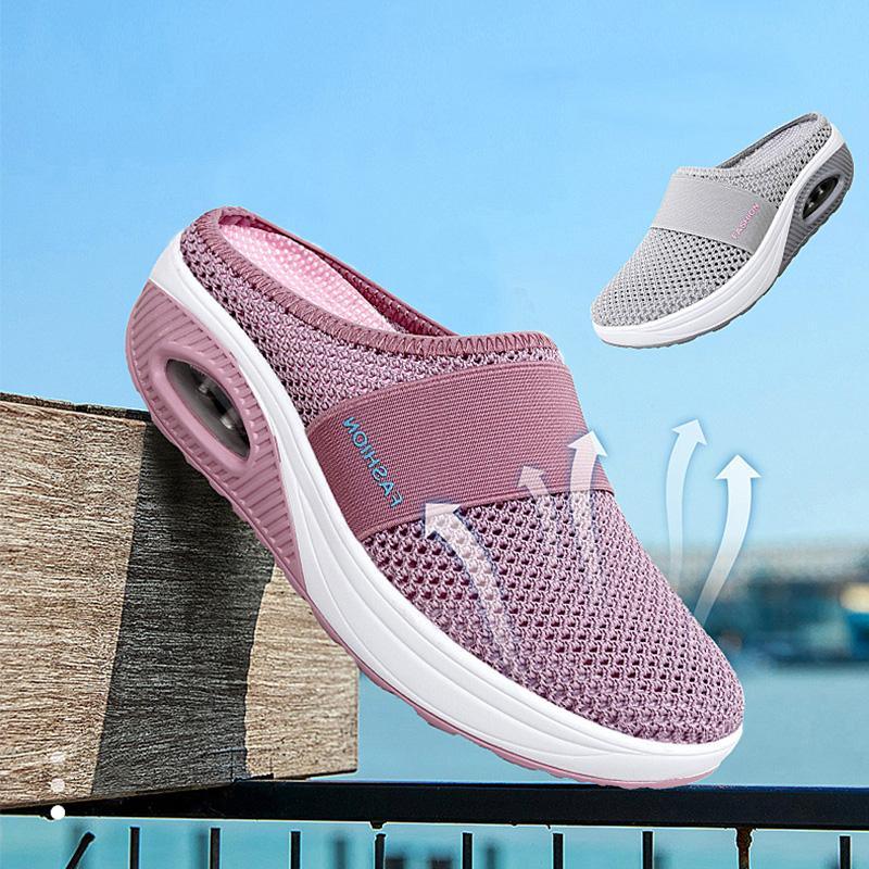 Comfortable Orthopedic Sandals for Women with Mesh Upper Air Cushion Sole Slip On Backless Mule Casual Style