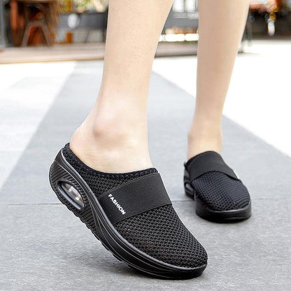 Comfortable Orthopedic Sandals for Women with Mesh Upper Air Cushion Sole Slip On Backless Mule Casual Style