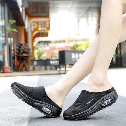 Comfortable Orthopedic Sandals for Women with Mesh Upper Air Cushion Sole Slip On Backless Mule Casual Style
