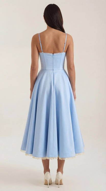Elegant Tulle Cocktail Dress for Women with Sweetheart Neck Spaghetti Strap Fit and Flare Midi Party Style
