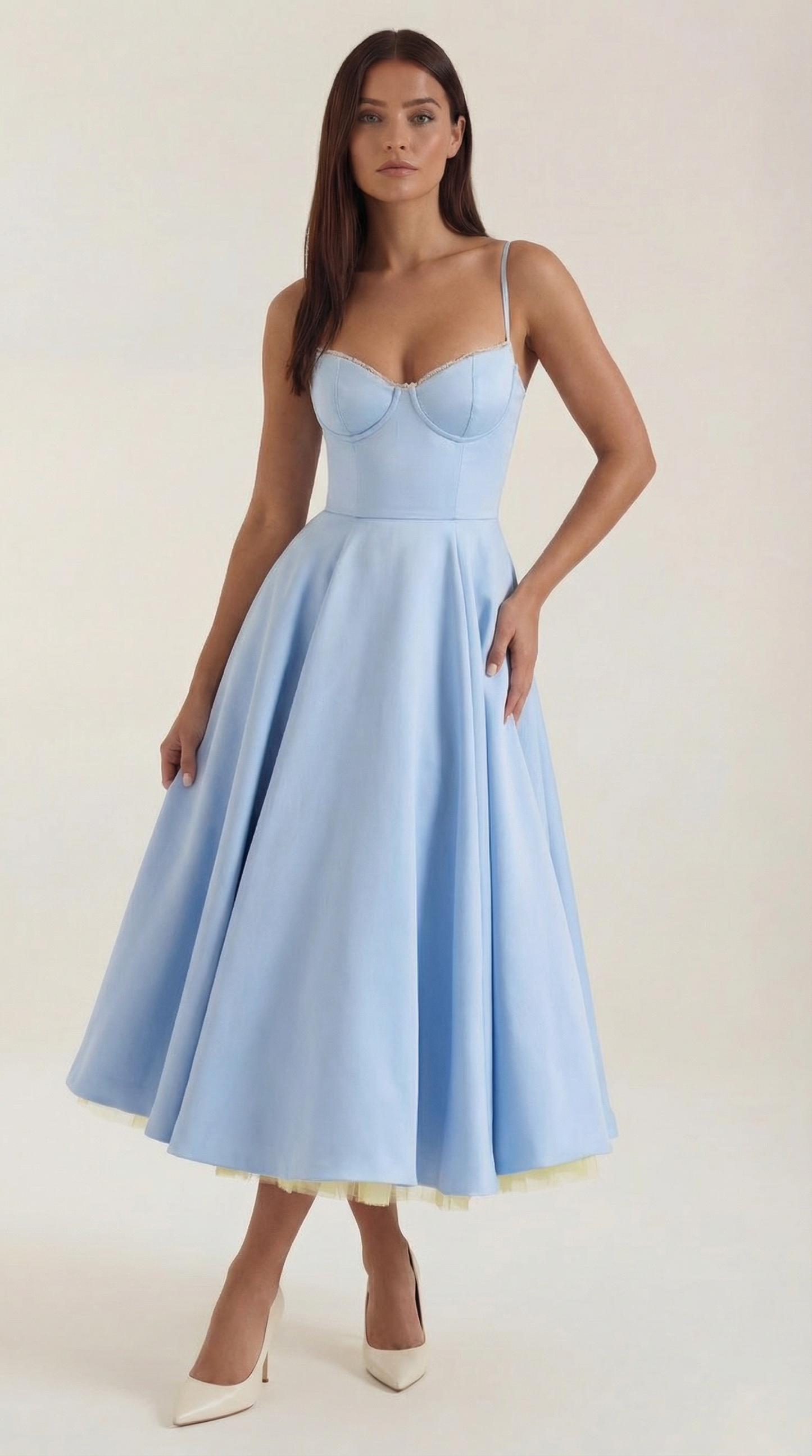 Elegant Tulle Cocktail Dress for Women with Sweetheart Neck Spaghetti Strap Fit and Flare Midi Party Style