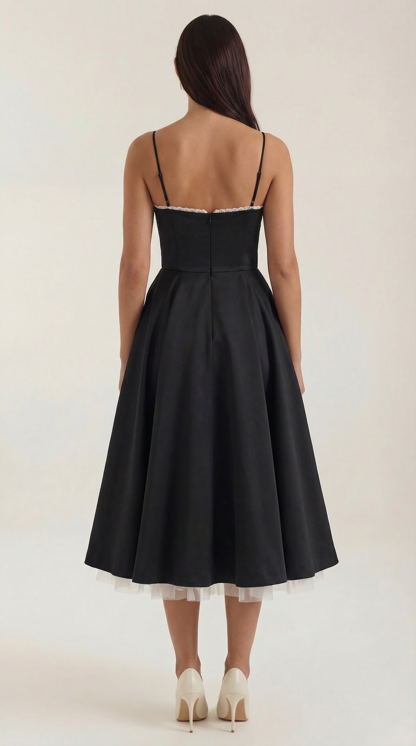 Elegant Tulle Cocktail Dress for Women with Sweetheart Neck Spaghetti Strap Fit and Flare Midi Party Style