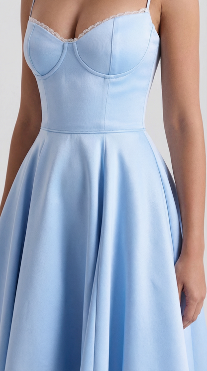 Elegant Tulle Cocktail Dress for Women with Sweetheart Neck Spaghetti Strap Fit and Flare Midi Party Style