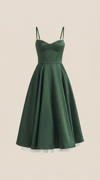 Elegant Tulle Cocktail Dress for Women with Sweetheart Neck Spaghetti Strap Fit and Flare Midi Party Style