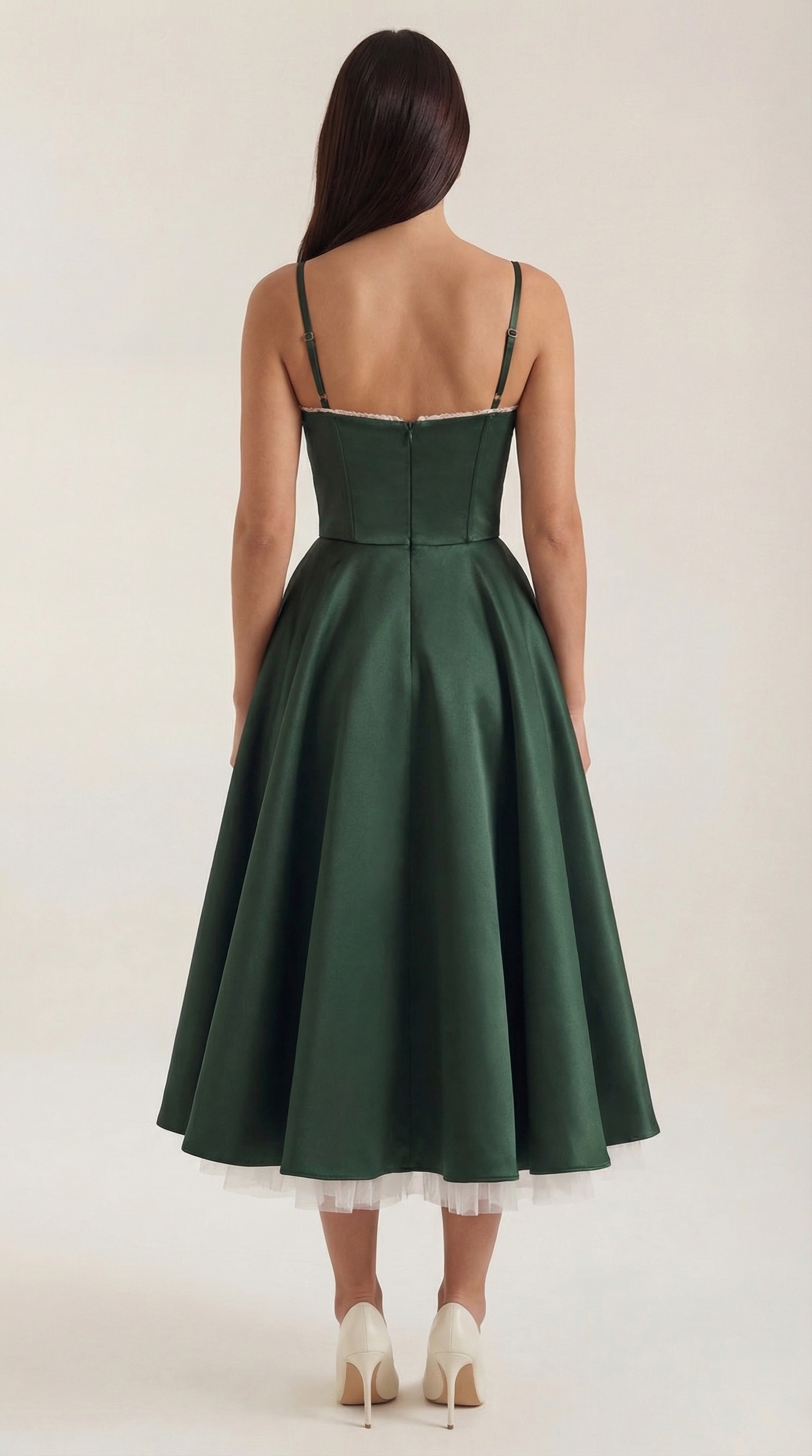 Elegant Tulle Cocktail Dress for Women with Sweetheart Neck Spaghetti Strap Fit and Flare Midi Party Style
