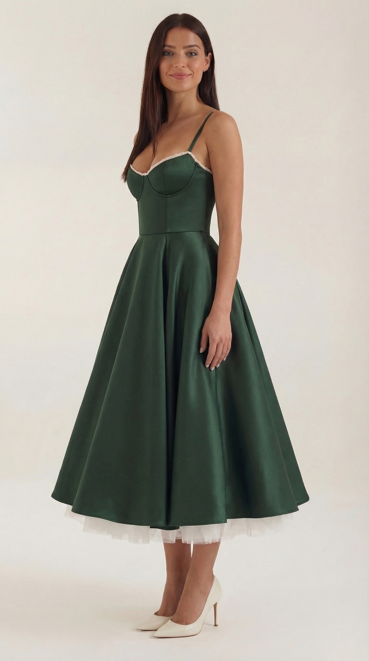 Elegant Tulle Cocktail Dress for Women with Sweetheart Neck Spaghetti Strap Fit and Flare Midi Party Style