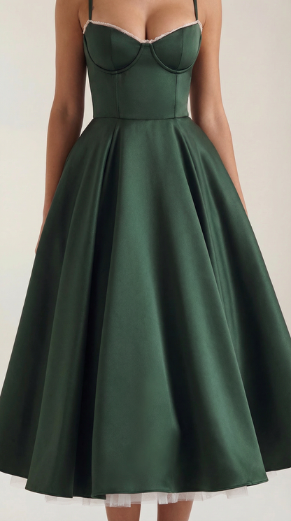 Elegant Tulle Cocktail Dress for Women with Sweetheart Neck Spaghetti Strap Fit and Flare Midi Party Style