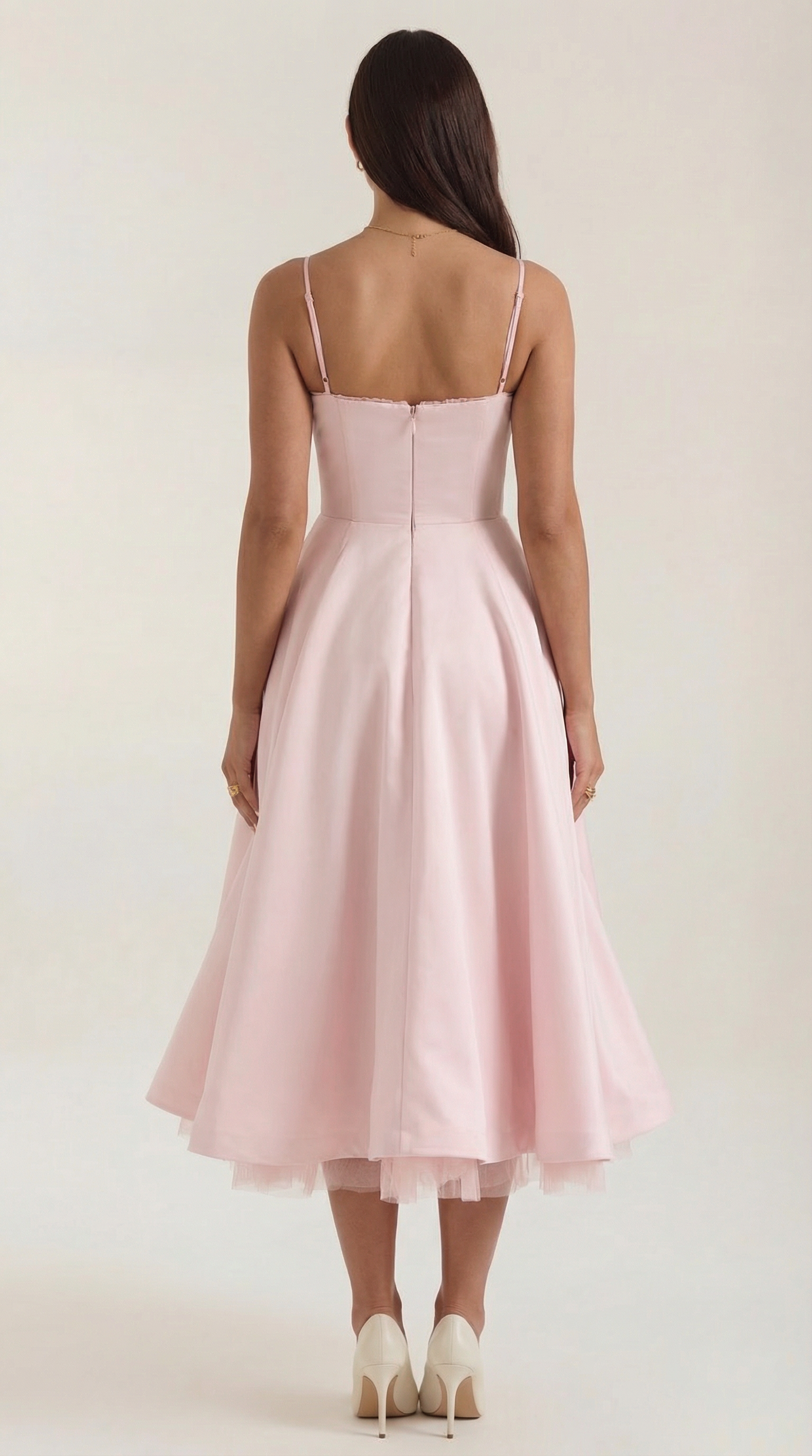 Elegant Tulle Cocktail Dress for Women with Sweetheart Neck Spaghetti Strap Fit and Flare Midi Party Style