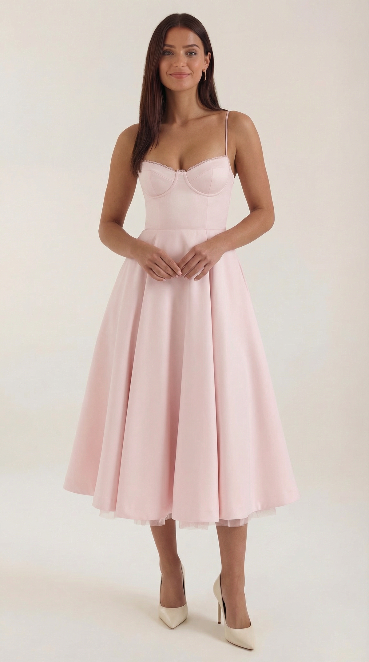 Elegant Tulle Cocktail Dress for Women with Sweetheart Neck Spaghetti Strap Fit and Flare Midi Party Style