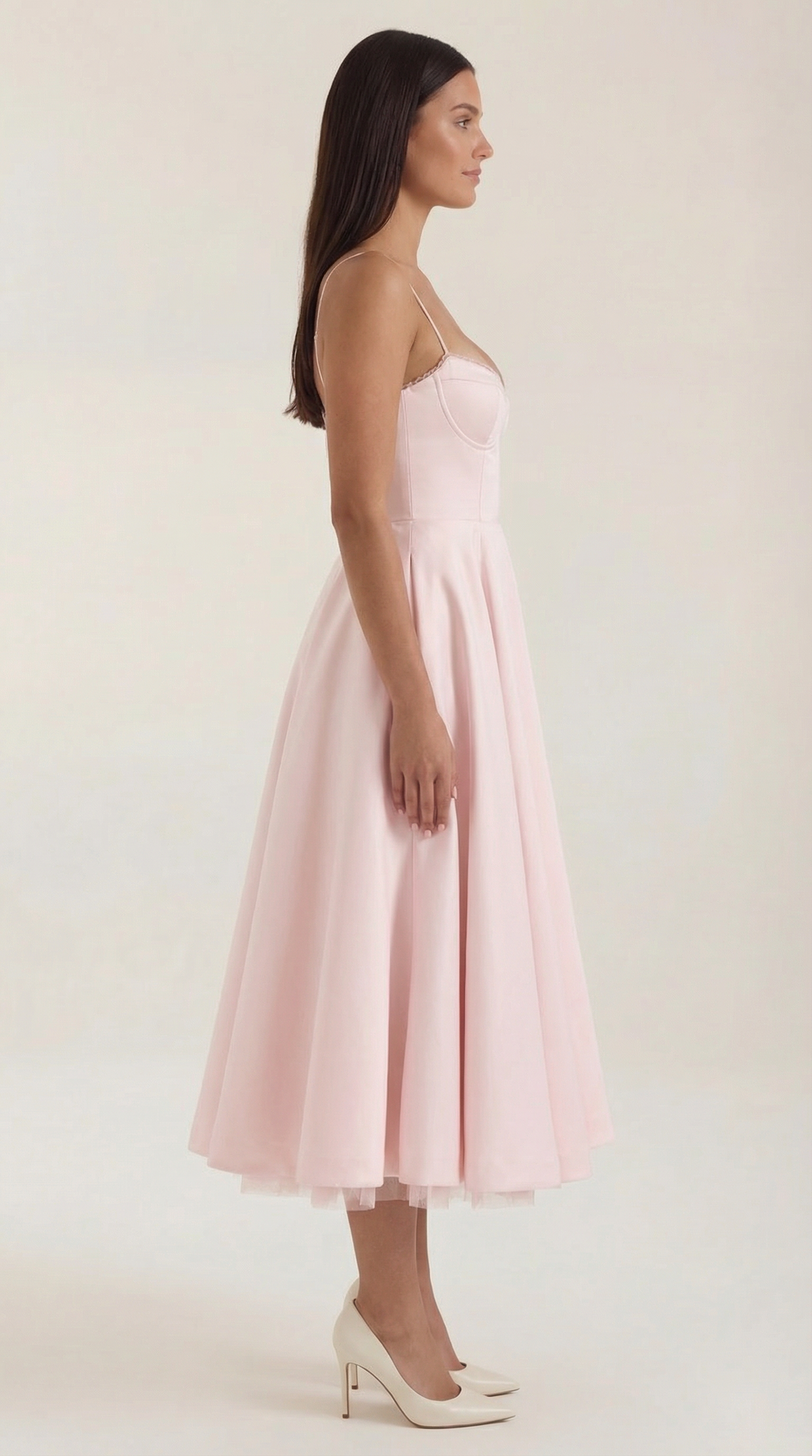 Elegant Tulle Cocktail Dress for Women with Sweetheart Neck Spaghetti Strap Fit and Flare Midi Party Style