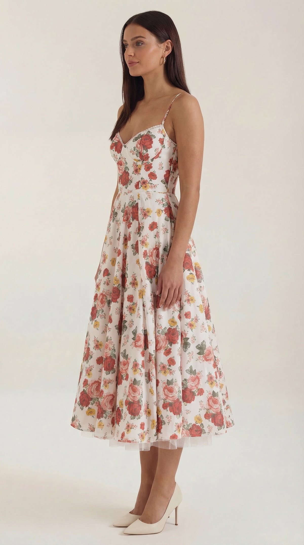 Elegant Tulle Cocktail Dress for Women with Sweetheart Neck Spaghetti Strap Fit and Flare Midi Party Style