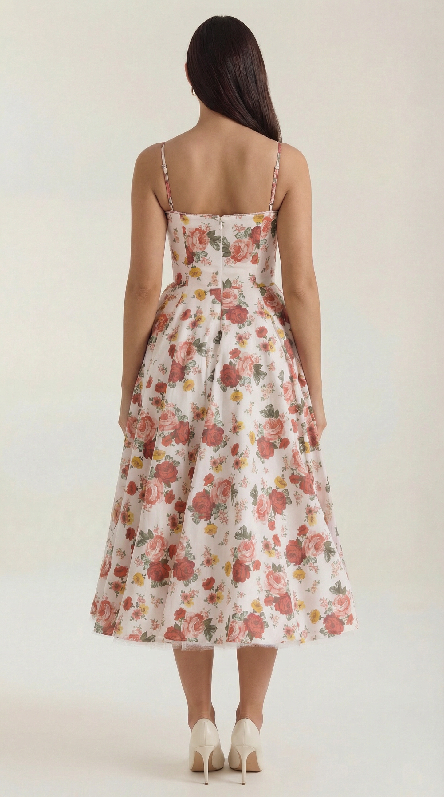 Elegant Tulle Cocktail Dress for Women with Sweetheart Neck Spaghetti Strap Fit and Flare Midi Party Style