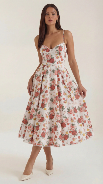 Elegant Tulle Cocktail Dress for Women with Sweetheart Neck Spaghetti Strap Fit and Flare Midi Party Style