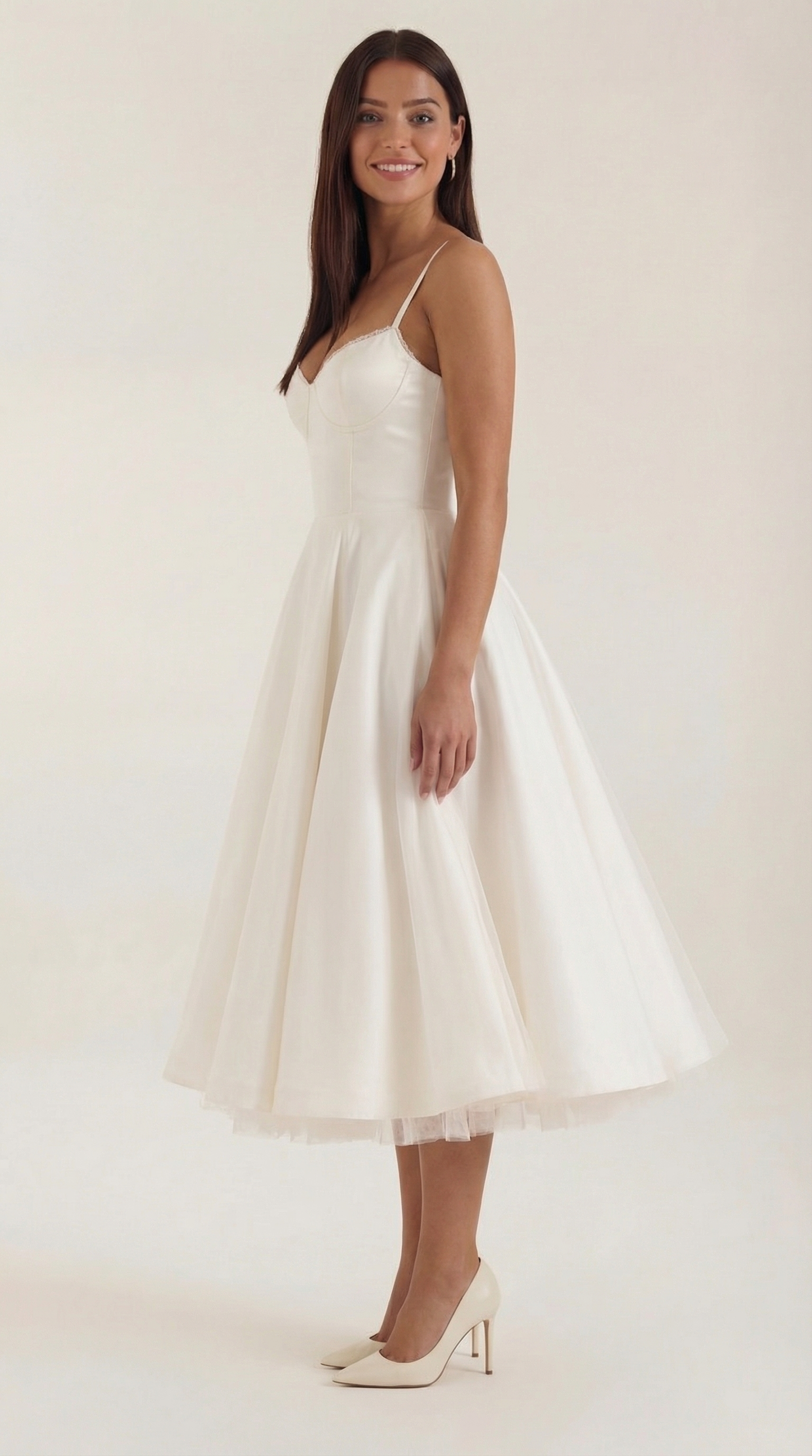 Elegant Tulle Cocktail Dress for Women with Sweetheart Neck Spaghetti Strap Fit and Flare Midi Party Style