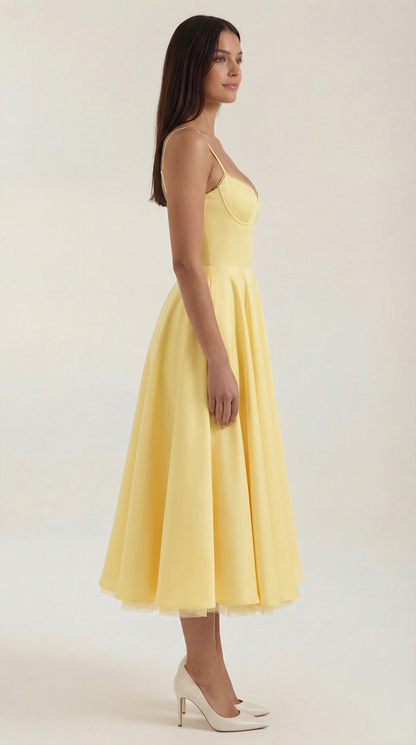 Elegant Tulle Cocktail Dress for Women with Sweetheart Neck Spaghetti Strap Fit and Flare Midi Party Style