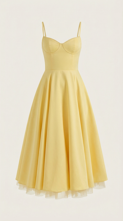 Elegant Tulle Cocktail Dress for Women with Sweetheart Neck Spaghetti Strap Fit and Flare Midi Party Style