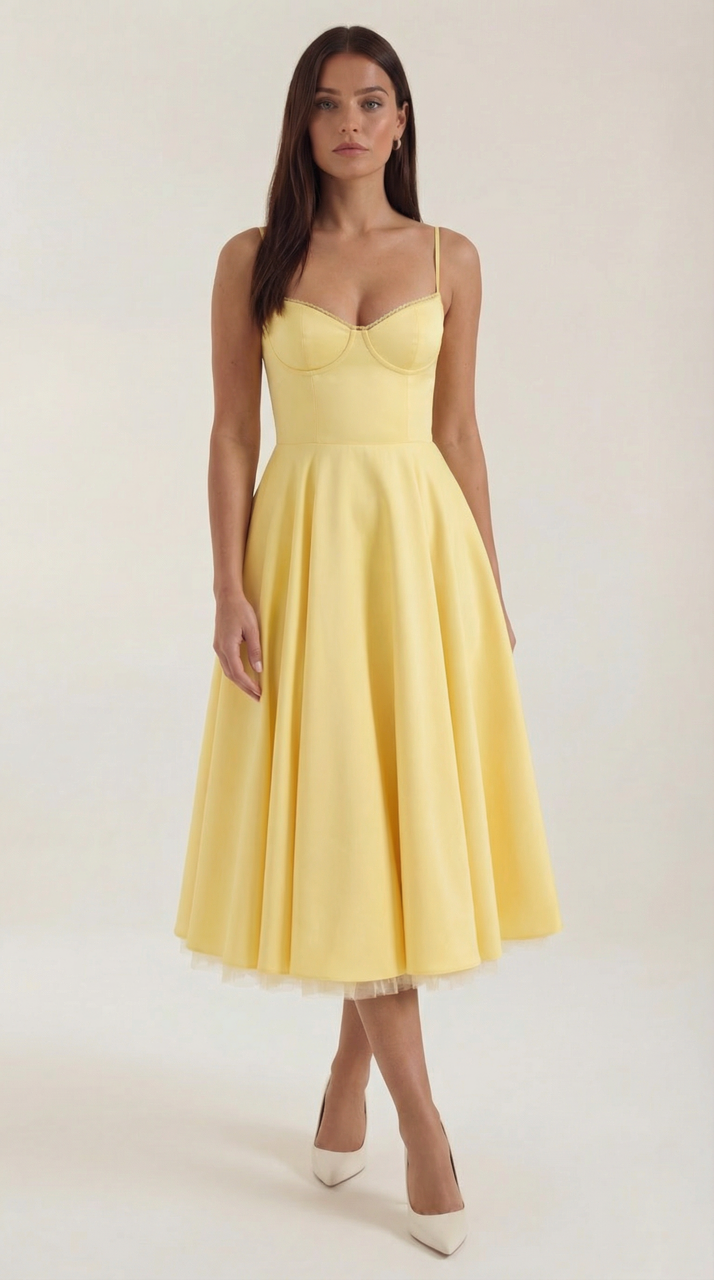 Elegant Tulle Cocktail Dress for Women with Sweetheart Neck Spaghetti Strap Fit and Flare Midi Party Style