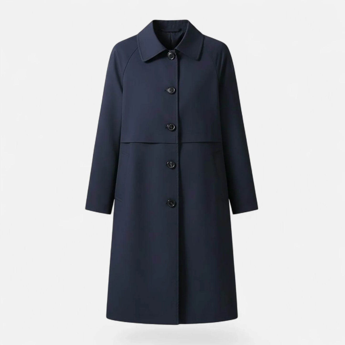 Elegant Wool Trench Coat for Women with Point Collar Long Sleeve Double Breasted Belted Style