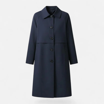 Elegant Wool Trench Coat for Women with Point Collar Long Sleeve Double Breasted Belted Style