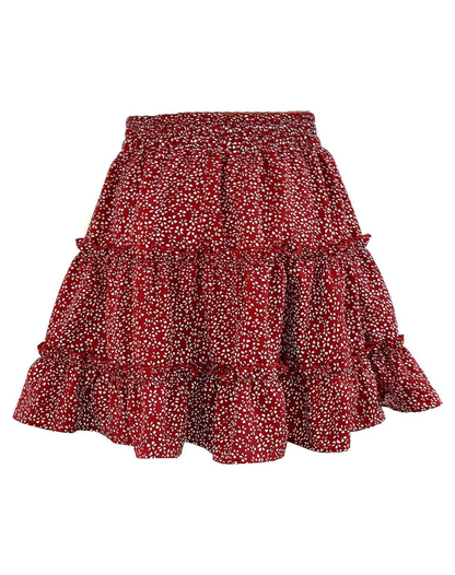 Effortless Floral Tiered Mini Skirt for Women with Smocked Waist Ruffle Hem Bohemian Style