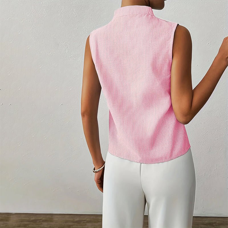 Effortless Sleeveless Blouses for Women with V Neck Stand Collar Relaxed Flowing Style