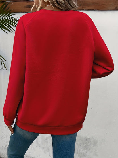 Cozy Oversized Sweatshirt for Women with Crew Neck Long Sleeve Heart Print Relaxed Style