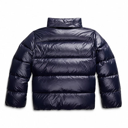Cozy Puffer Jacket for Women with Hooded Collar Long Sleeve Zip Up Padded Quilted Style