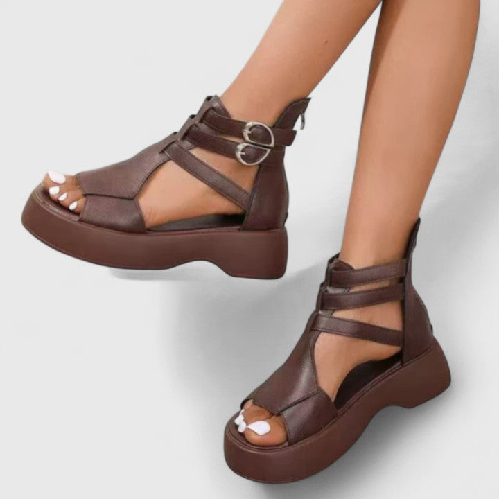 Comfortable Orthopedic Sandals for Women with Lace Up Ankle Wrap Chunky Platform Open Toe Casual Style