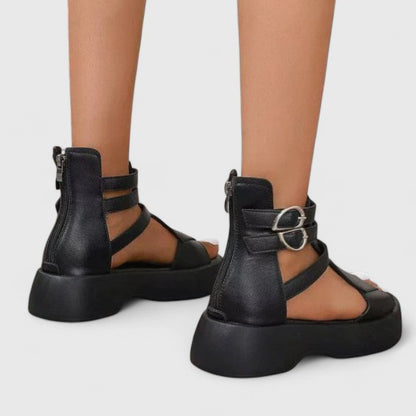 Comfortable Orthopedic Sandals for Women with Lace Up Ankle Wrap Chunky Platform Open Toe Casual Style
